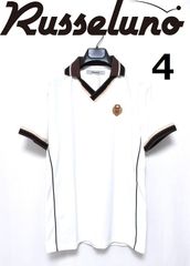 新品 ラッセルノ ゴルフ トリコロール リブ ポロシャツ ホワイト L 5