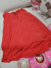 レッド アシンメトリー ロング スカート