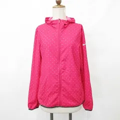 ナイキ NIKE ジャケット ランニング スポーツウェア 長袖 ジップアップ フード ロゴ ドット柄 ピンク M