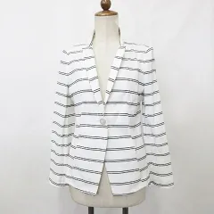 MADAM JOCONDE ジャケット 長袖 1B テーラード 裏なし ボーダー 白 黒 ホワイト ブラック 40