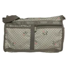 LESPORTSAC(レスポートサック) ショルダーバッグ美品  - ライトグレー×白×マルチ ドット柄/フラワー(花)/刺繍