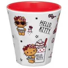 【新品・未使用】HELLO KITTY 　サンリオ　ハローキティ　日焼けキティ　キティちゃん　 Summer Days　メラミンタンブラー 　メラミンコップ　日本製 　食器　小さめ　 子供 　キッズ　セット購入　食洗器対応　コップ　スケーター　skater