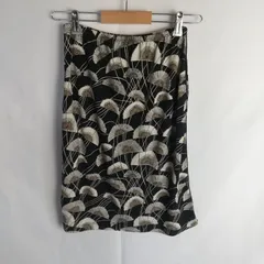 M1-02834 【Women】 BCBGMAXAZRIA (ビーシービージーマックスアスリア) ひざ丈スカート (S)/黒×クリーム 表裾近く、ウエストゴムにシミ有 K-夏のサムネイル