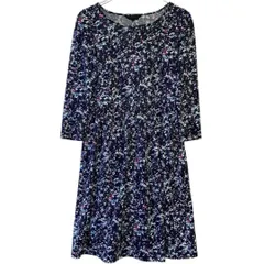 ラピスルーチェパービームス　レディースワンピース　Aライン　抽象柄　膝丈　七分丈【M349】