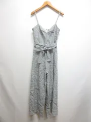 ザラ ZARA キャミ サロペット オーバーオール XS 白×グレー ウエストリボン ストレッチ バックファスナー