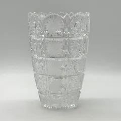チェコ製 ボヘミアクリスタル 花瓶 フラワーベース 花器 ガラス 昭和レトロ インテリア