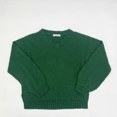 w closet　ダブルクローゼット　リブ編みVネックセーター　グリーン　フリーサイズ　〇◇