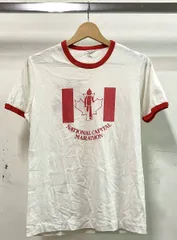 adidas アディダス 半袖Tシャツ サイズ表記なし 80S リンガーT ロゴ スポーツ カナダ製 品質表示不明 色褪せ・擦れ・毛玉有り