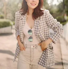 サンドロ CHECK TWEED CALIANA Ciel ジャケット