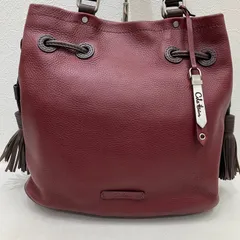 Y1593　COLE HAAN　コールハーン　トートバッグ　ハンドバッグ　タッセル　レザー　ブラウン　ダークレッド　ボルドー　エンジ　レディース　シンプル　きれいめ　カジュアル　ポケット多数