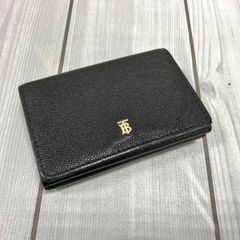 付属品完備 美品✨バーバリー 三つ折り財布 TBロゴ キャビアスキン