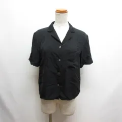 セオリー Theory 半袖 オープンカラー シルク シャツ ブラウス S 黒 ブラック