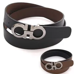 Ferragamo フェラガモ リバーシブル ベルト 675542 705614 105 フリーカット ブラック×ブラウン ダブルガンチーニ バックル GANCINI 67 5542 0705614 メンズ ユニセックス 【新品・本物】 売れ筋のサムネイル