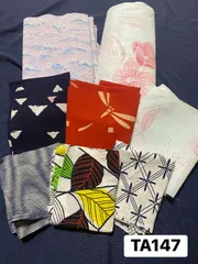 【まとめ売り】リメイク用　洗い張り反物　ハギレ　8種類16点　綿　浴衣　着物　和装　TA147のサムネイル
