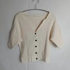 M1-02855 【Women】OMEKASHI (おめかし) 半袖カーディガン (フリーサイズ) /アイボリー