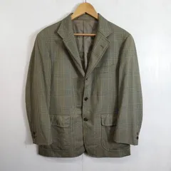 J.PRESS ジェイプレス テーラード ジャケット 3B 背抜き チェック ウール オンワード樫山 日本製 ビジネス グリーン系 A4 D86