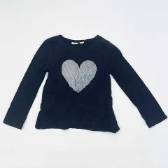 GAP KIDS　ギャップキッズ　ハートスパンコールTシャツ　ブラック　XS　〇□・〇◇