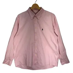 Polo by Ralph Lauren /ポロバイラルフローレン 90年代/90’s ヴィンテージ オックスフォードシャツ ポニー刺繡 長袖シャツ ボタンダウン ワンポイント刺繡 161/2サイズ ピンク