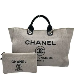 シャネル CHANEL ドーヴィルGM ライトベージュ ゴールド金具 キャンバス レディース トートバッグ
