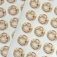 白薔薇猫のThank youシール｜40mm丸 48枚｜上品アイボリー