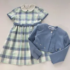 familiar ファミリア　美品　ボレロ　ワンピース　セットアップ　アンサンブル　水色　チェック柄　入学式　卒業式　発表会　結婚式　パーティー　120㎝　RF00030