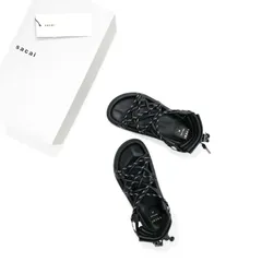 sacai サカイ Double Lace Up Sandals ダブルレースアップサンダル ブラック 36 21-05489のサムネイル