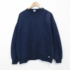 XL/古着 ラッセル 長袖 スウェット メンズ 90年代 90s 無地 クルーネック USA製 紺 26mar13