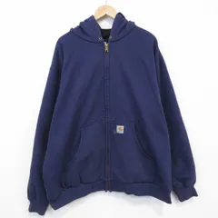 XL/古着 カーハート 長袖 フルジップ スウェット パーカー メンズ 大きいサイズ 紺 内側メッシュ【spe】 26mar13
