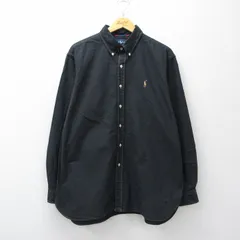 XL/古着 ラルフローレン 長袖 ブランド シャツ メンズ 90年代 90s ワンポイントロゴ オックスフォード 大きいサイズ コットン ボタンダウン 黒【spe】 26mar13