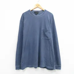 XL/古着 エディーバウアー 長袖 ビンテージ Tシャツ メンズ 90年代 90s 無地 胸ポケット付き 大きいサイズ コットン クルーネック USA製 紺【spe】 26mar13