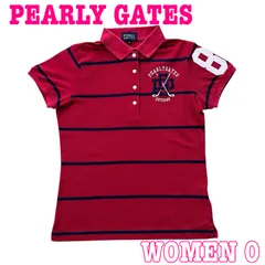 PEARLY GATES パーリーゲイツ 半袖 ロゴ刺繍 ボーダー柄 コットン混 ポロシャツ 0