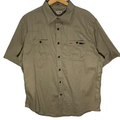 Dickies/ディッキーズ ワークシャツ フィールド アウトドア アクティブ 半袖シャツ ボタンダウン ワンポイント刺繡 オーバーサイズ ビッグシルエット Bangladesh製 XLサイズ ベージュ