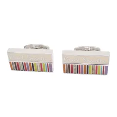 Paul Smith ポールスミス スクエア ボーダー カフス カフリンクス シルバー色金具【いおき質店】