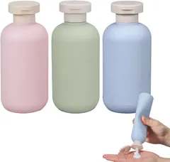 Alpha Depot トラベル ボトル シャンプーボトル 旅行 詰め替え 携帯用 リンス トリートメント ボディソープ バックパッカー ジム用 銭湯 温泉 パステルカラー 3本セット (マルチ,  200ml x 3個(ピンク，グリーン，ブル)