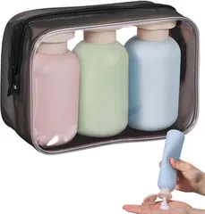 Alpha Depot トラベル ボトル シャンプーボトル 旅行 詰め替え 携帯用 リンス トリートメント ボディソープ バックパッカー ジム用 銭湯 温泉 パステルカラー (マルチ,  100ml ピンク，グリーン，ブルー(ポーチ付き))