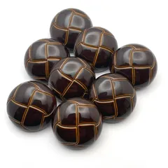 【特価セール】くるみボタン 25.0mm 8個入 革調 茶