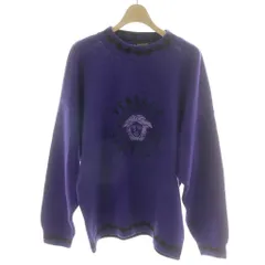 ヴェルサーチジーンズ VERSACE JEANS COUTURE ヴィンテージ メデューサ ニット セーター 長袖 ミドルゲージ 厚手 刺繍 紫 パープル 黒 ブラック /MP ■GY18のサムネイル