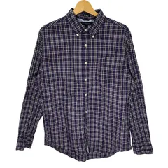 TOMMY HILFIGER/トミーヒルフィガー チェック柄 長袖シャツ チェックシャツ Bangladesh製 Mサイズ パープル