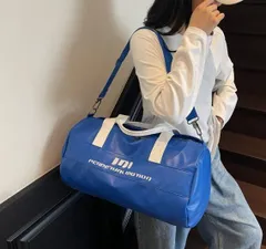 大容量スポーツバッグ 乾湿分離 トラベルバッグ ジムバッグ 斜めがけ 手提げ 軟質レザー風 おしゃれ 機内持ち込み可　（ブルー）　bu１