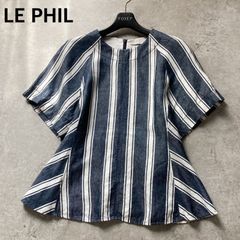 23SS LE PHIL シアードビーチェックブラウス ベルト付き アシンメトリ 