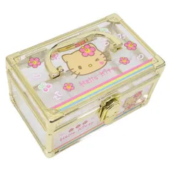 HELLO KITTY　日焼けキティ　バニティケース　サンリオ　ハローキティ　キティちゃん　メイク道具　コスメ　雑貨　可愛い　ゴールド　仕切りトレー付き