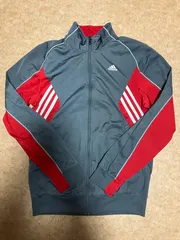 【00s adidas】ロゴ刺繍 切替 トラックジャケット グレー×レッド S