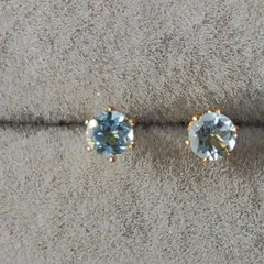 NO440 天然石スカイブルートパーズAAAスタッドピアス　サージカルステンレス