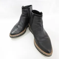 ダイアナ DIANA ブーツ ショートブーツ サイドジップ グリッター 厚底 レザー ブラック 黒 24 1/2