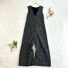 ZARA WOMAN ザラウーマン Vネック ツイード ノースリーブ オールインワン パンツ グレー レディースのサムネイル