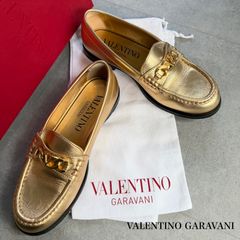 VALENTINO ヴァレンティノ Vロゴ チェーンカーフスキンローファー 37