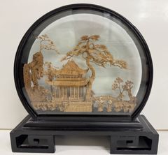 中国伝統工芸品 軟木画 楼閣山水風景 置物 - メルカリ