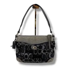 コーチ　coach シグネチャー柄　ワンショルダーバッグ　ホーボーバッグ　ブラック　黒　7035