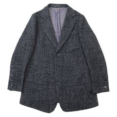 【SALE】Yohji Yamamoto +NOIR ヨウジヤマモト プリュス ノアール テーラードジャケット ツイード 3B ウール混 センターベント ノッチドラペル ライニング 総柄 ポルカドット 水玉 アウター メンズ サイズ 2 ブラック 黒 日本製