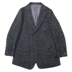 【SALE】Yohji Yamamoto +NOIR ヨウジヤマモト プリュス ノアール テーラードジャケット ツイード 3B ウール混 センターベント ノッチドラペル ライニング 総柄 ポルカドット 水玉 アウター メンズ サイズ 2 ブラック 黒 日本製